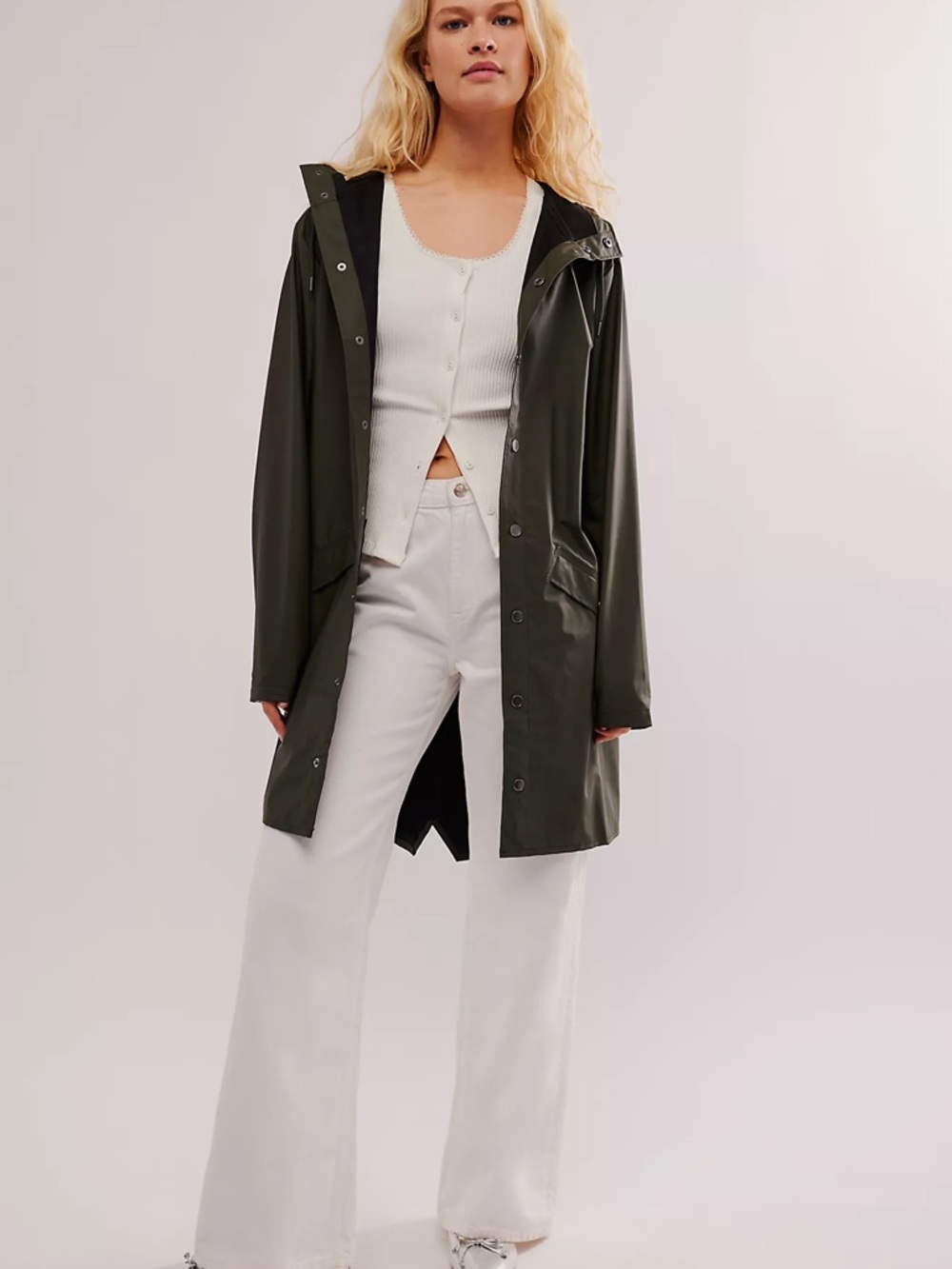 Rains Green Long jacket waterproof raincoat